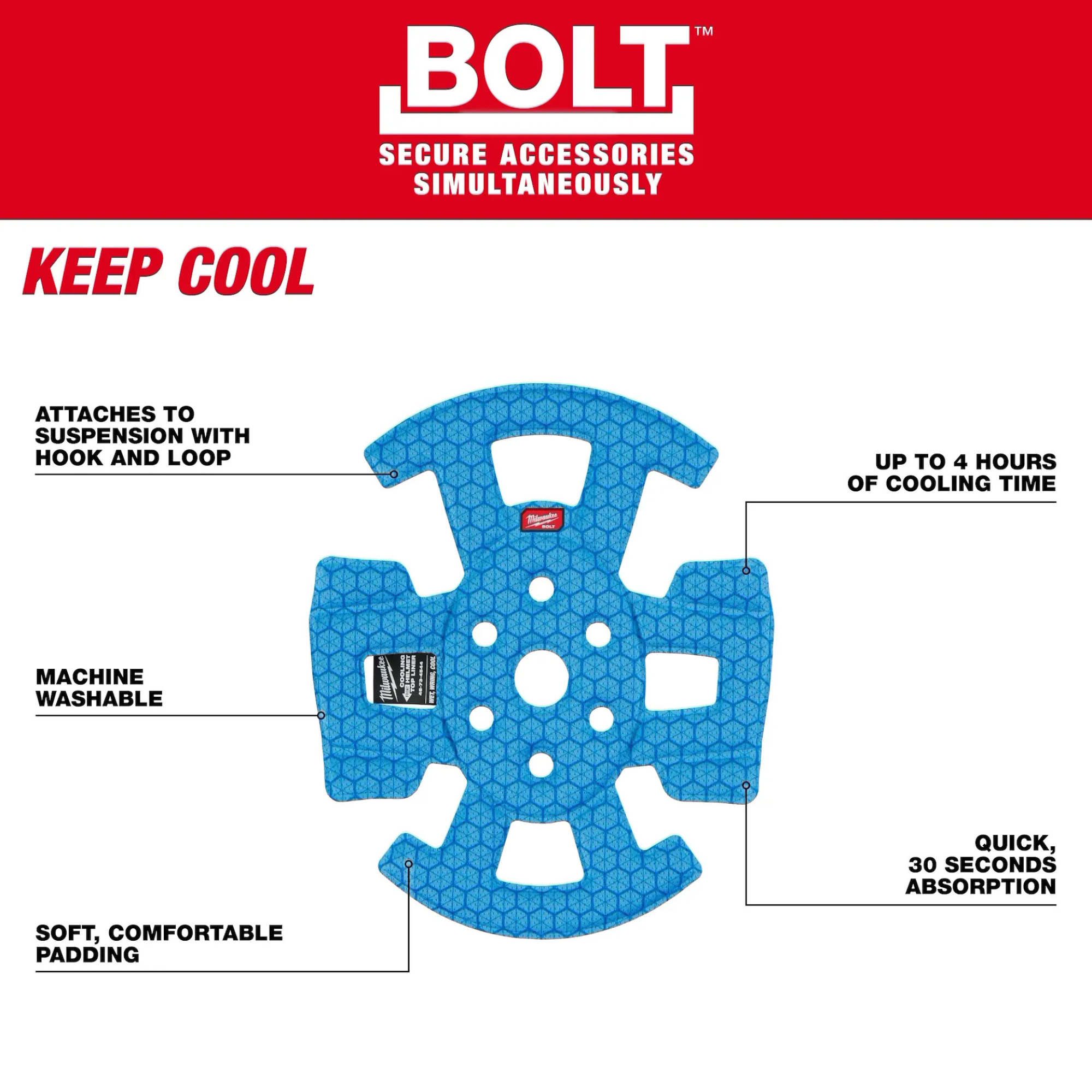 Milwaukee BOLT Safety Helmet Cooling Liner from Columbia Safety